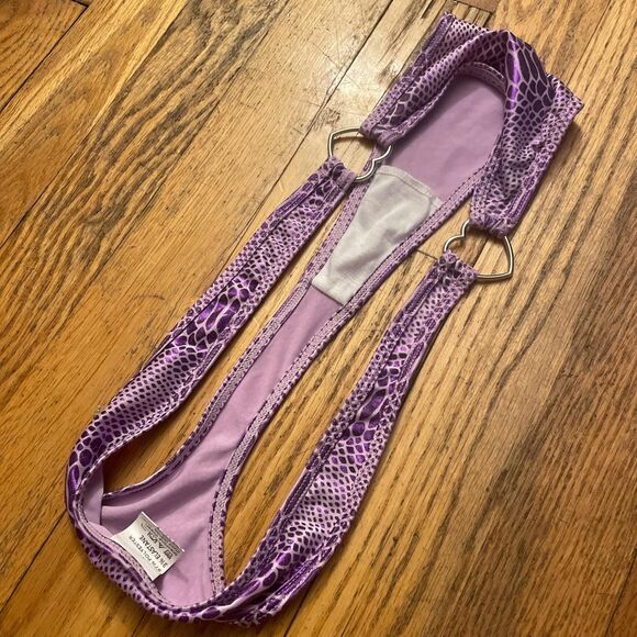 vintage y2k no brand pink reptile heart charm rave edm thong size large - Picture 4 of 6